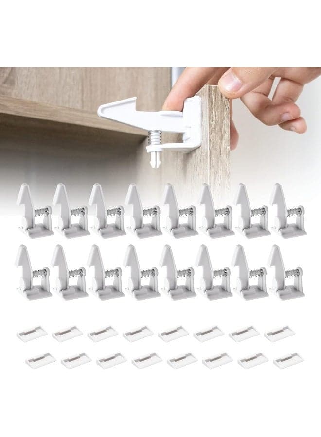 Inaya 16-Pack Cabinet Locks, Child Safety Latches - Baby Proofing Cabinets and Drawer Locks - 3M Adhesive - No Drilling & No Tools Required - Child Proof Your Home