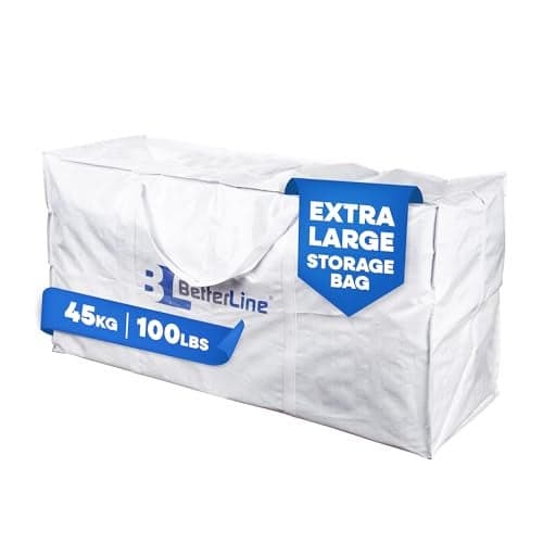 Extra Large Storage Bag - Heavy Duty 45x22x16 Inches Huge Tote Duffel with Max Load of 100 lbs. (45kg) - Tear-resistant & Water-resistant Polypropylene Woven Cloth, With Zippers