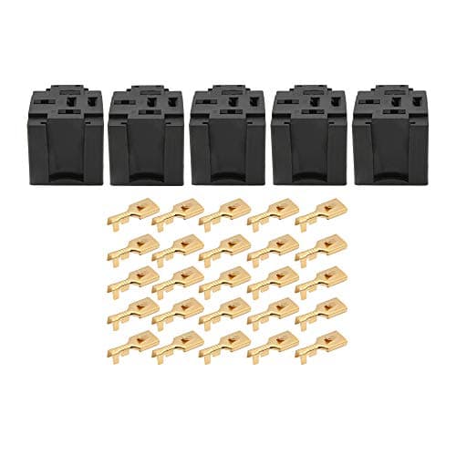 Senzeal 30A 5 Pin Relay Connector Socket with 25 x 63mm Terminals Car Truck Vehicle Relay Case HolderPack of 5