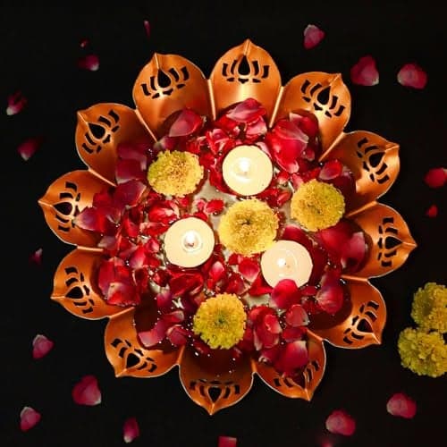 Klassic Metal Lotus Shape Urli Bowl for Home Decor Diwali Decoration Floating Flowers Door Entrace Room Decoration, Gifting Item | 10.8 Inch (Golden, Pack of 1)