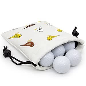 Aliennana Golf Valuables Pouch, Leather Tee Pouch with Drawstring Closure Balls Tees Handbag Portable Golf Ball Accessories for Men Women(Birdie)