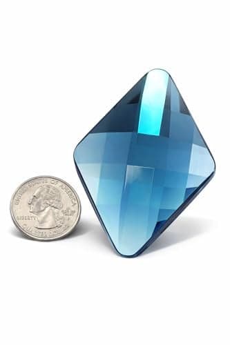 Allstarco 67x48mm Flat Back Extra Large Diamond Cosplay Gems Acrylic Big Rhinestones Plastic Jewels For Crafts Embelishments 2 Pieces Blue Aqua H122