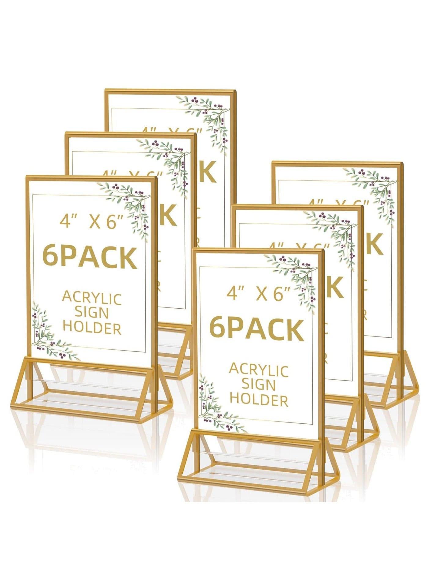Acrylic Sign Holders 4x6 inches - Durable, Clear Plastic Table Top Flyer Display Stand for Home, Office, Shop, and Exhibition Easy Paper Holder Promotions announcements(Set of 6)