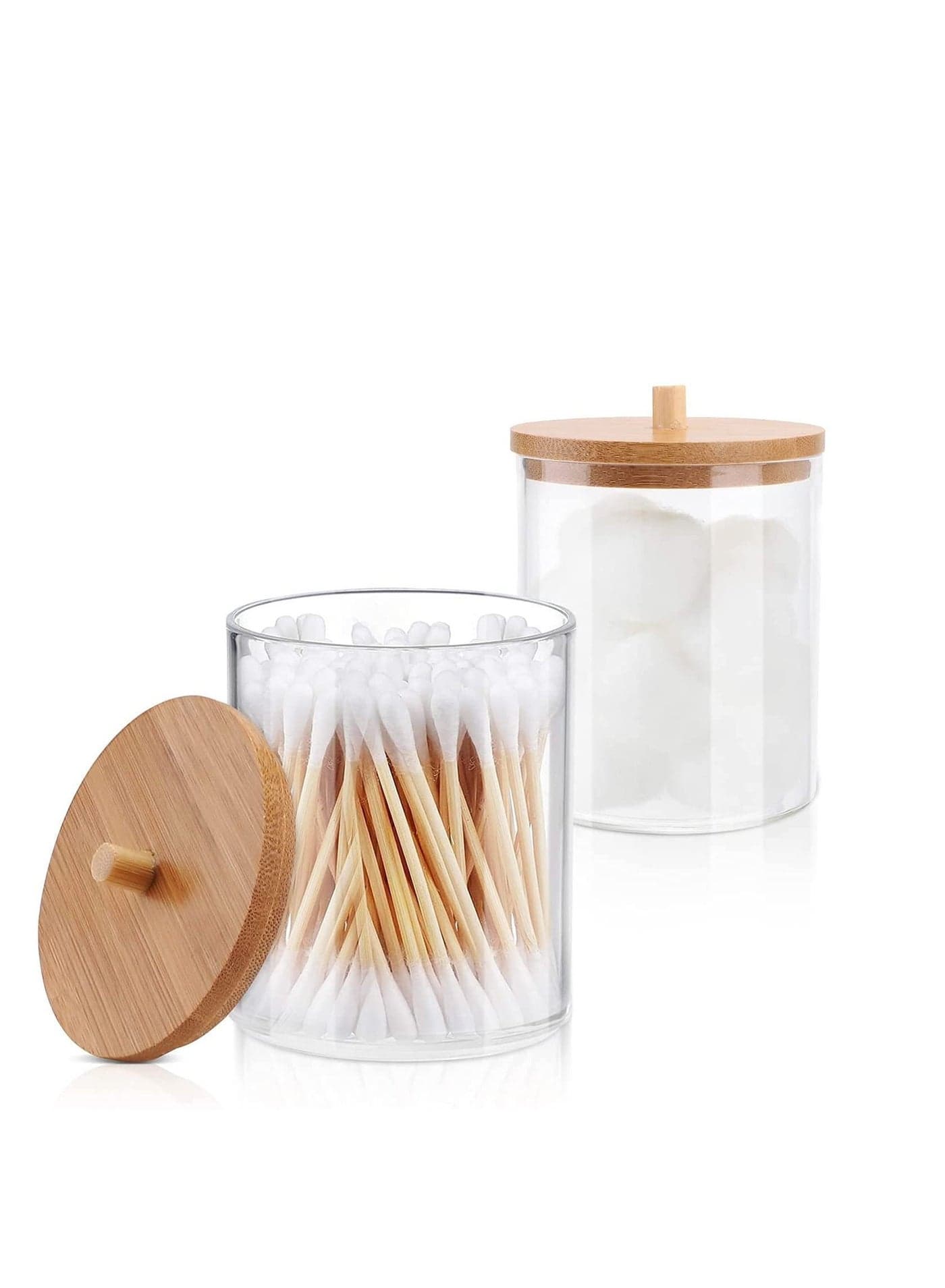 Qtip Holder, Acrylic Dispenser Bathroom Tank Suitable For Cotton Balls, Swabs, Round Pads, Dental Floss, Accessories Storage And (2 Pieces)