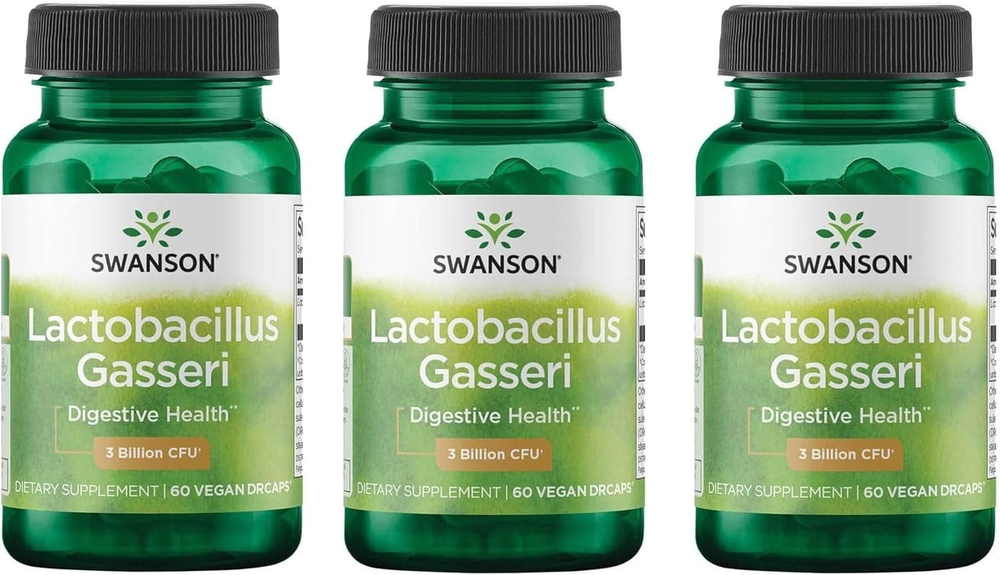 Swanson Lactobacillus Gasseri Probiotic Supplement Supporting Digestive Health with 3 Billion CFU DesignRelease Satiety Fat Metabolism Support 60 Veggie Capsules 3 Pack