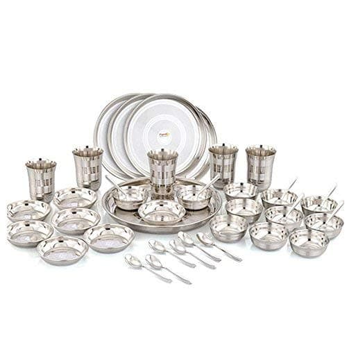 RUDRAKSHA® Stainless Steel Dinner Set 42 Pieces, Silver