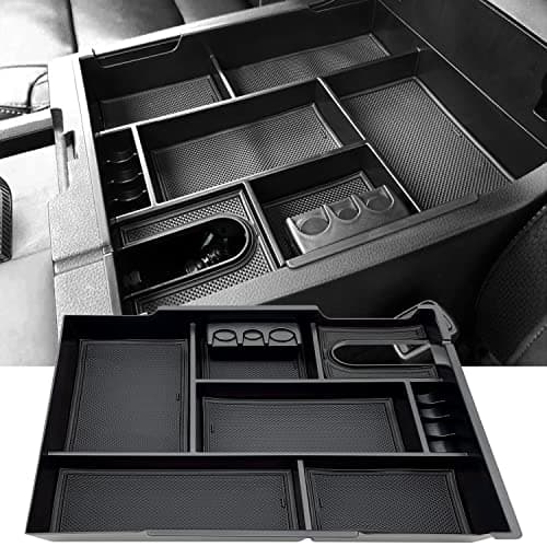 JOJOMARK Compatible with Toyota Tundra Accessories Center Console Tray Organizer for Tundra 2014-2020 2021 Insert ABS Armrest Box Secondary Storage (Black)