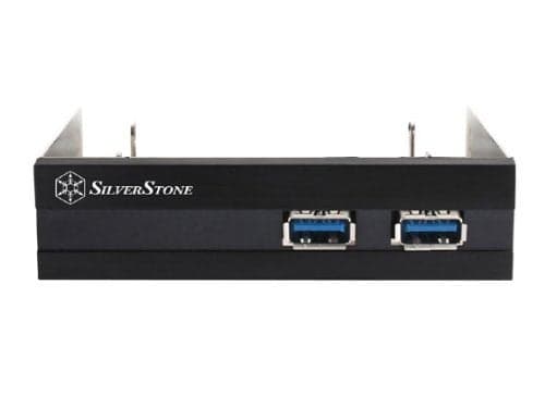 SilverStone Technology FP36B Aluminum Front Panel 2X USB 3.0 Ports with 3.5-Inch to 2X 2.5-Inch Bay Converter Device (Black)