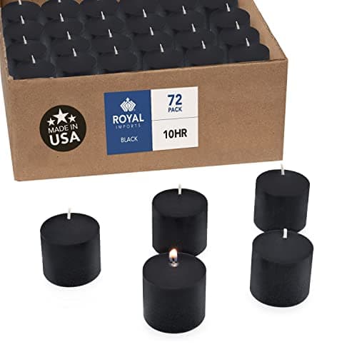 Royal Imports Votive Candle, Unscented Wax, Box of 72, for Wedding, Birthday, Holiday & Home Decoration (10 Hour), Black