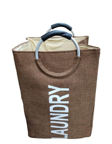 VRT Foldable European Pattern Rectangle Shape Open Laundry Bag, Basket for Dirty Clothes, Laundry Hamper with Alloy Round Handles (Dark Yellow)