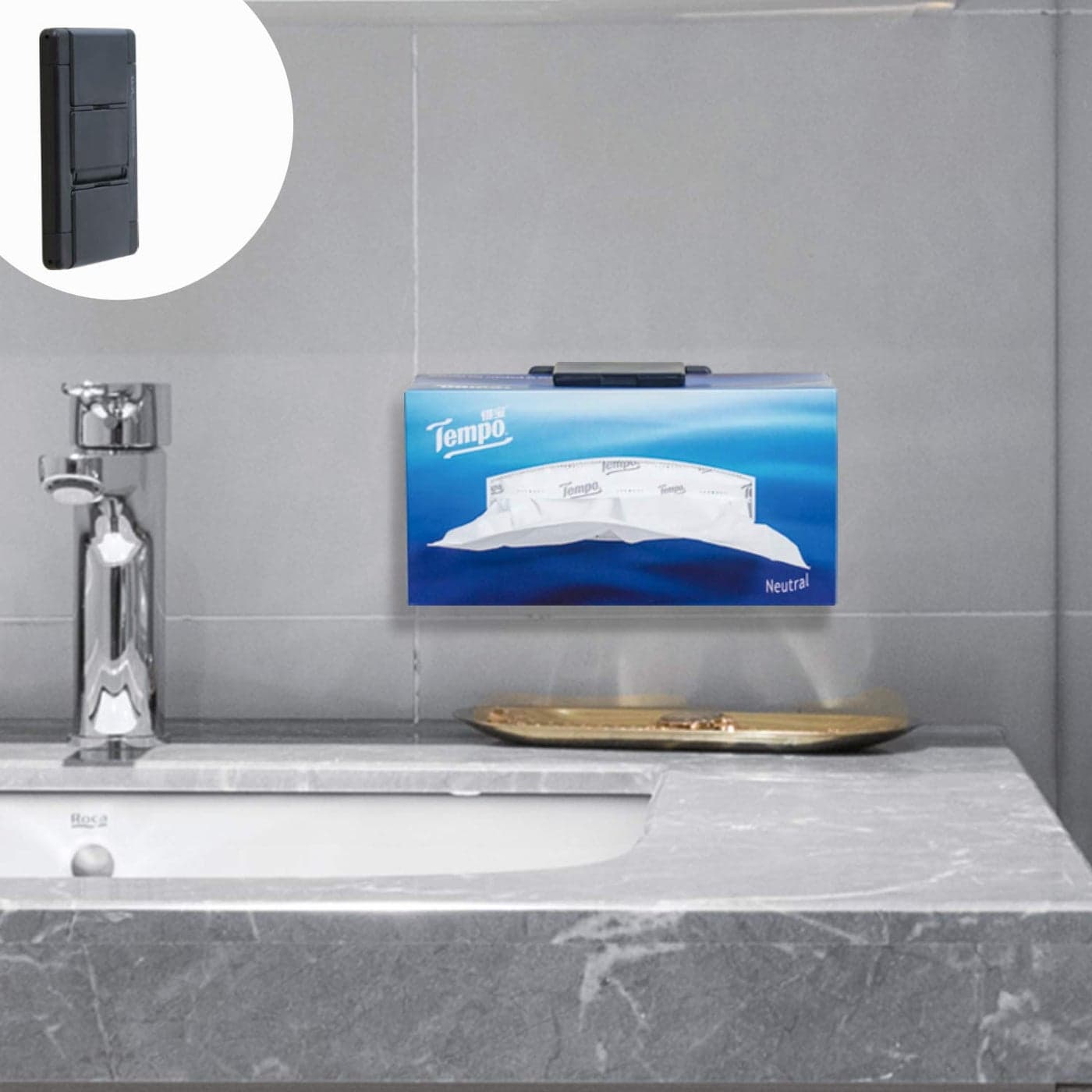 TFY Tissue Box Holder Kitchen Wall Mount Compatible with Facial Tissues and Other Napkin Paper Boxes Also Compatible with other devicesBlack