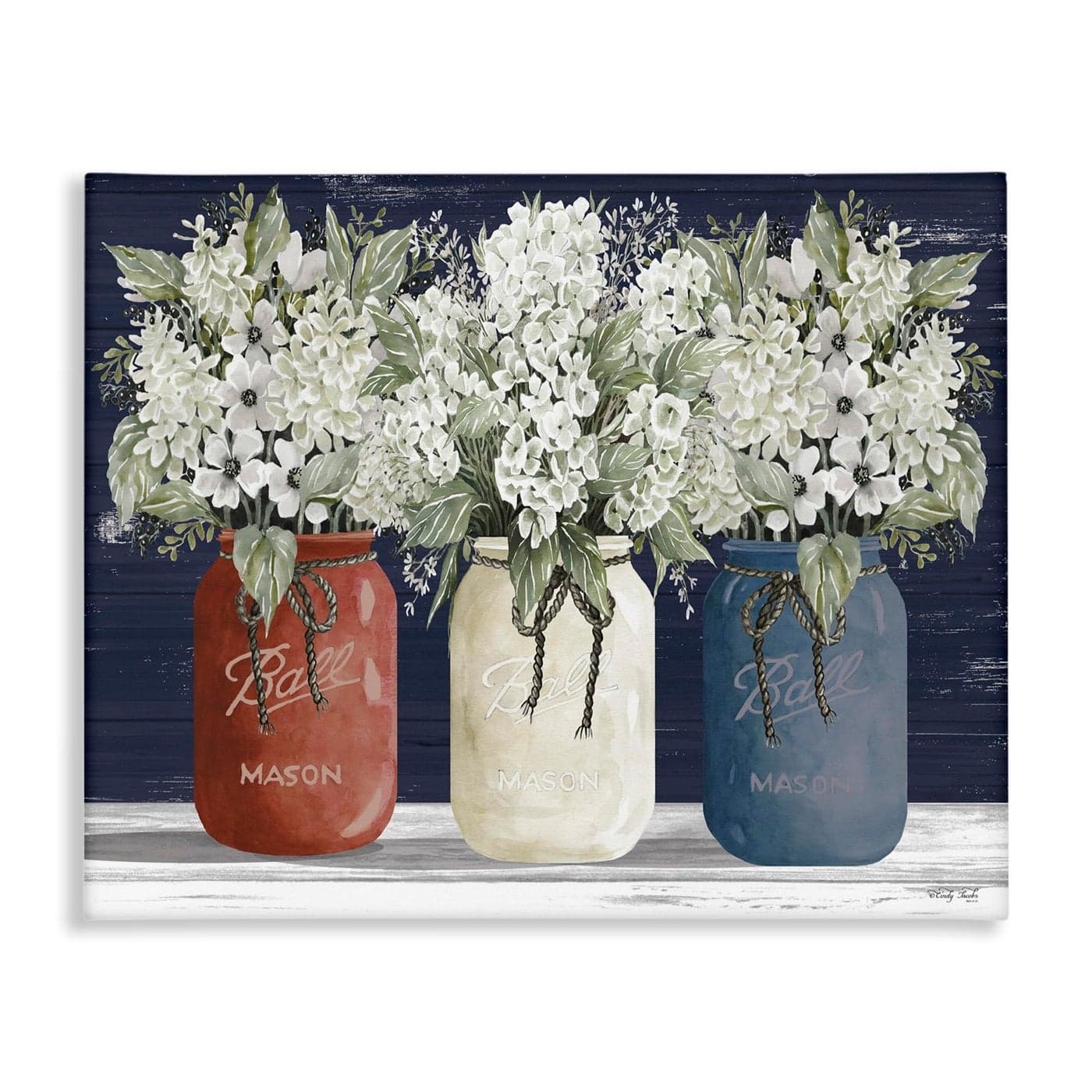 Stupell Industries Americana Floral Bouquets Rustic Flowers Country Pride Designed by Cindy Jacobs Wall Art 24 x 30 Canvas for Bedroom