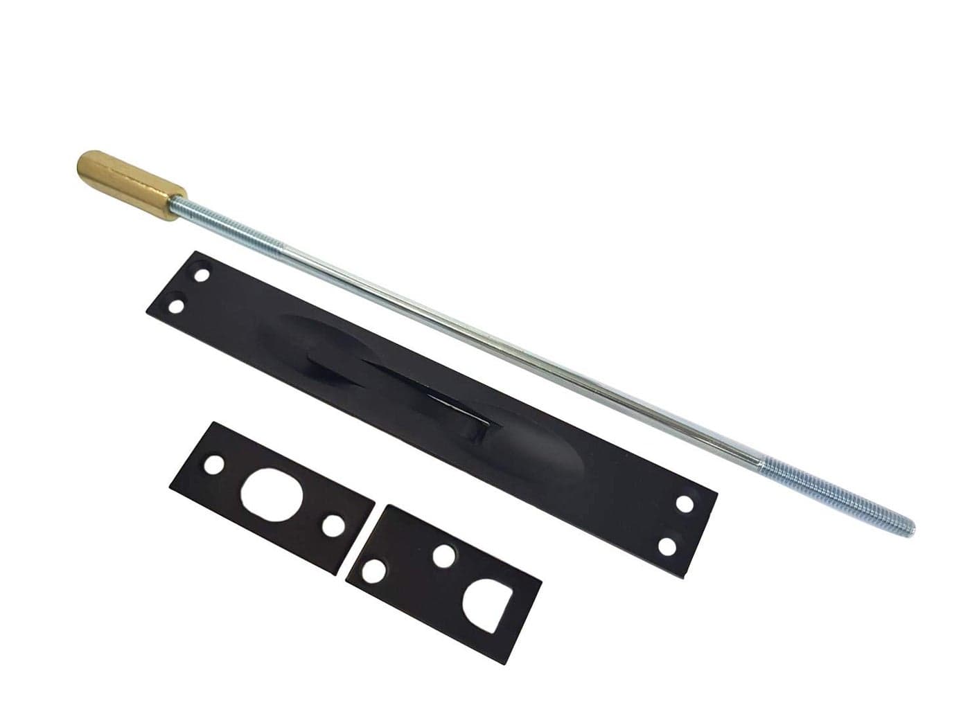 QCAA Solid Brass Extension Flush Bolt with Rod 12", Matte Black, Made in Taiwan, 1 Pack