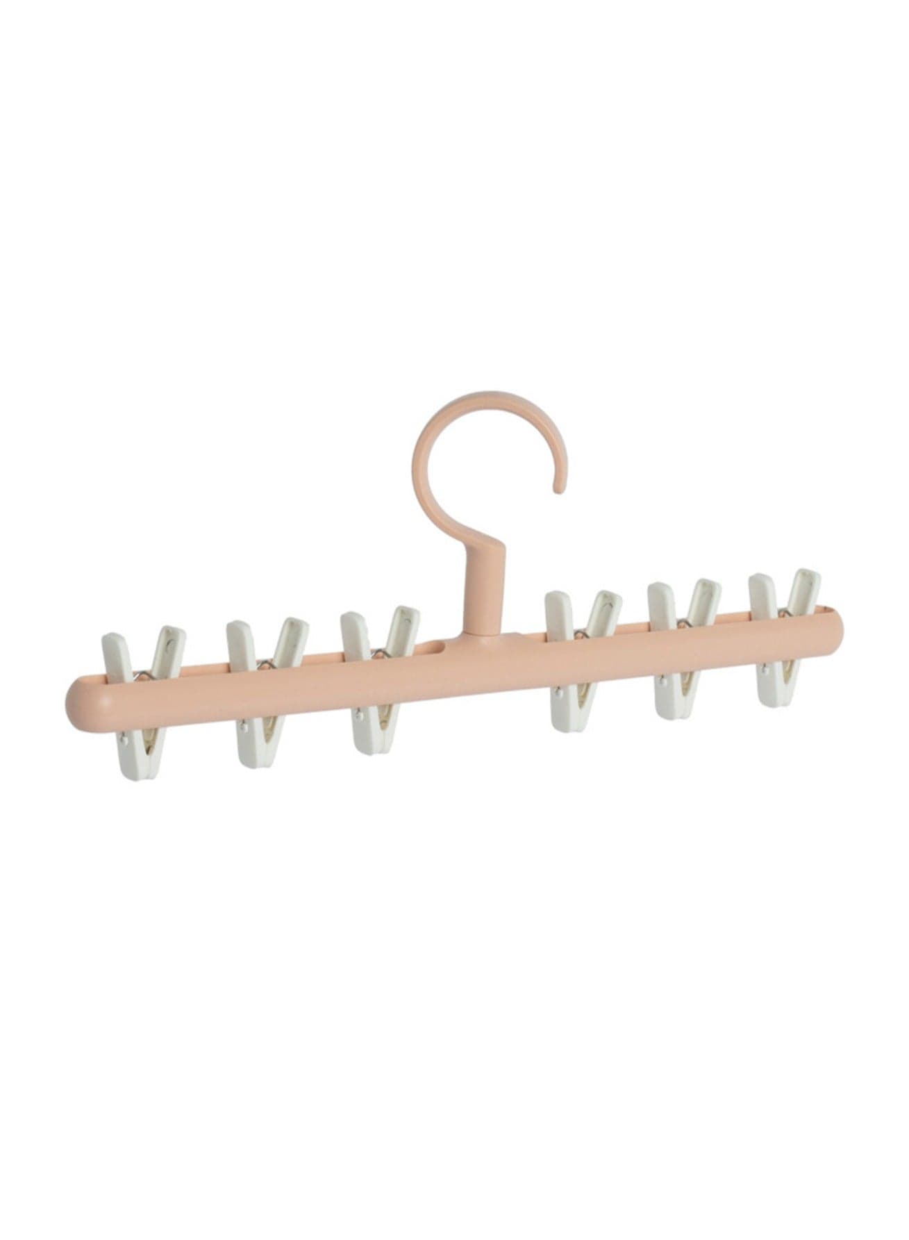 Fashionable And Simple Macaron Color Matching Clothes Hanger With Clips, High-Load-Bearing Multifunctional Clothes Hanger For Drying Socks, Easy To Store Anti-Entanglement Clothespins, Strong Pants Clips (Pink And White)