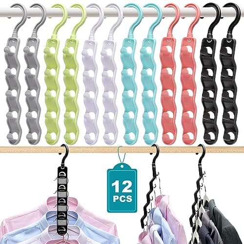 Closet Organizers and StorageUpgraded Organization and Storage Clothes Hanger12 Pack College Dorm Room EssentialsSturdy Closet Organizer Home Essentials Space Saving Hangers for Thick Clothe