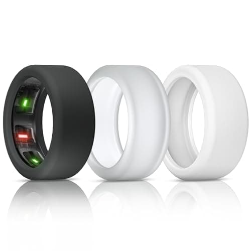 BandSmith Silicone Ring Cover Compatible with Oura Ring Protector, Elastic Case for Oura Ring Gen 4/3 Working Out - Patent Protected (Black+Clear+White, S for 678910)