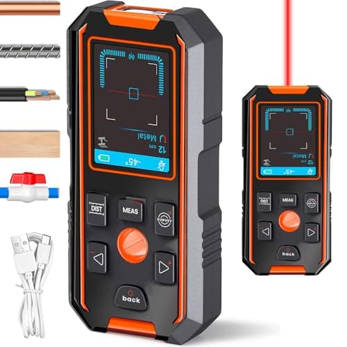 NOYAFA NF-518S Wall Scanner Stud Sensor 3IN1 Stud Detector Beam Detector Laser Rangefinder Digital Level Meter Tape Measure for Metal, Wood, Joists, AC Cord Rechargeable, Voice Annunciation