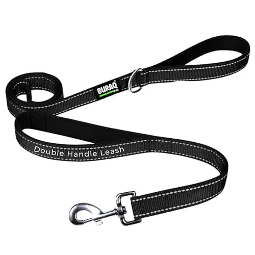 Buraq 6FT Reflective Double Handle Dog Leash, Dual Padded Handles for Control & Comfort, Strong Clip Lead for Walking, Training & Safety
