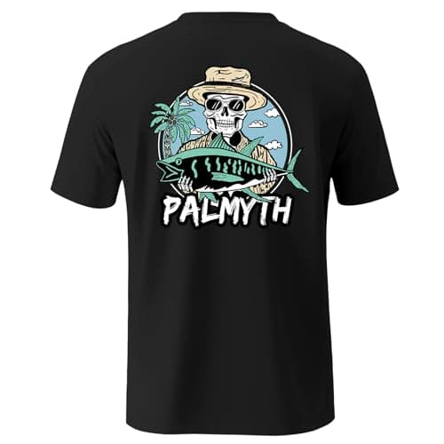 Palmyth Fishing Shirts for Men UPF 50 T Shirt UV Sun Protection Quick Dry Short Sleeve Tee SkullHat L