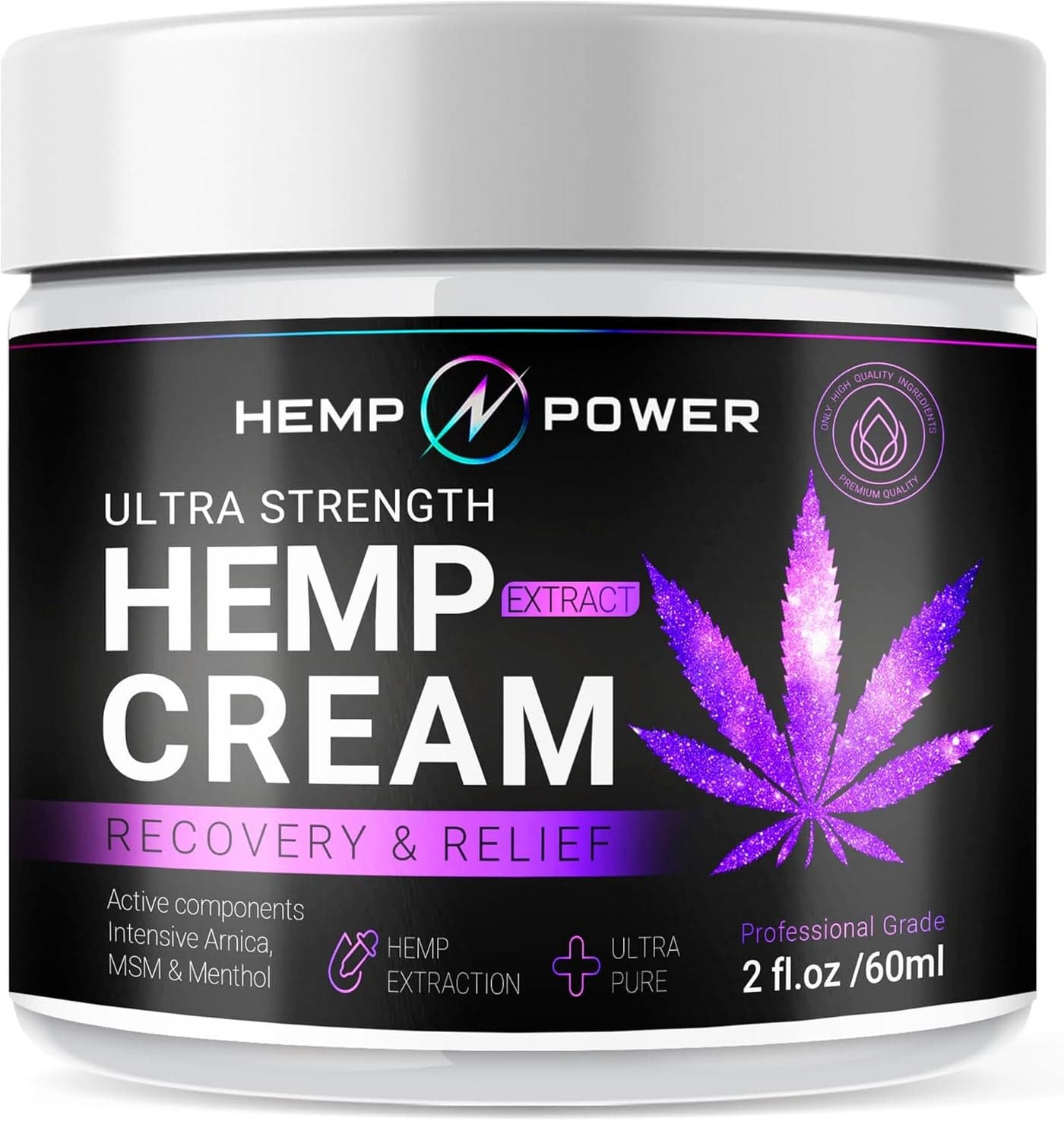 Hemp Power Joint Muscle Relief Cream with Hemp Menthol MSM Arnica Support Your Back Muscles Joints Neck Shoulder Knee Nerves 2 Fl Oz