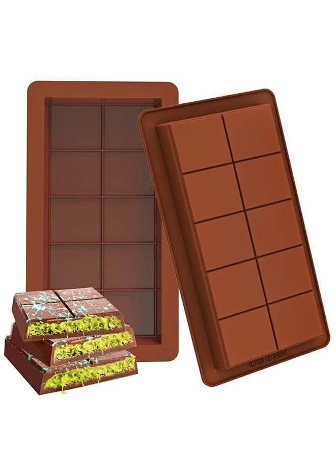 Deep Chocolate Bar Molds 2 Pack, Large and Thick Silicone Chocolate Bar Molds for Stuffed Bar, Big Chocolate Candy Bar Mold for Filling Knafeh Pistachio Chocolate Bar