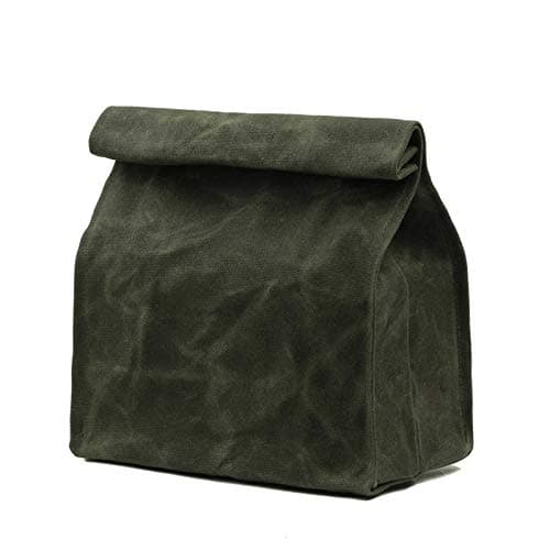 Kaaltisy Waxed Canvas Lunch Bags Heavy Duty Lunch Box Eco-friendly Reusable Lunch Sack with Hook and Loop Closure, Green, Hard Handfeel
