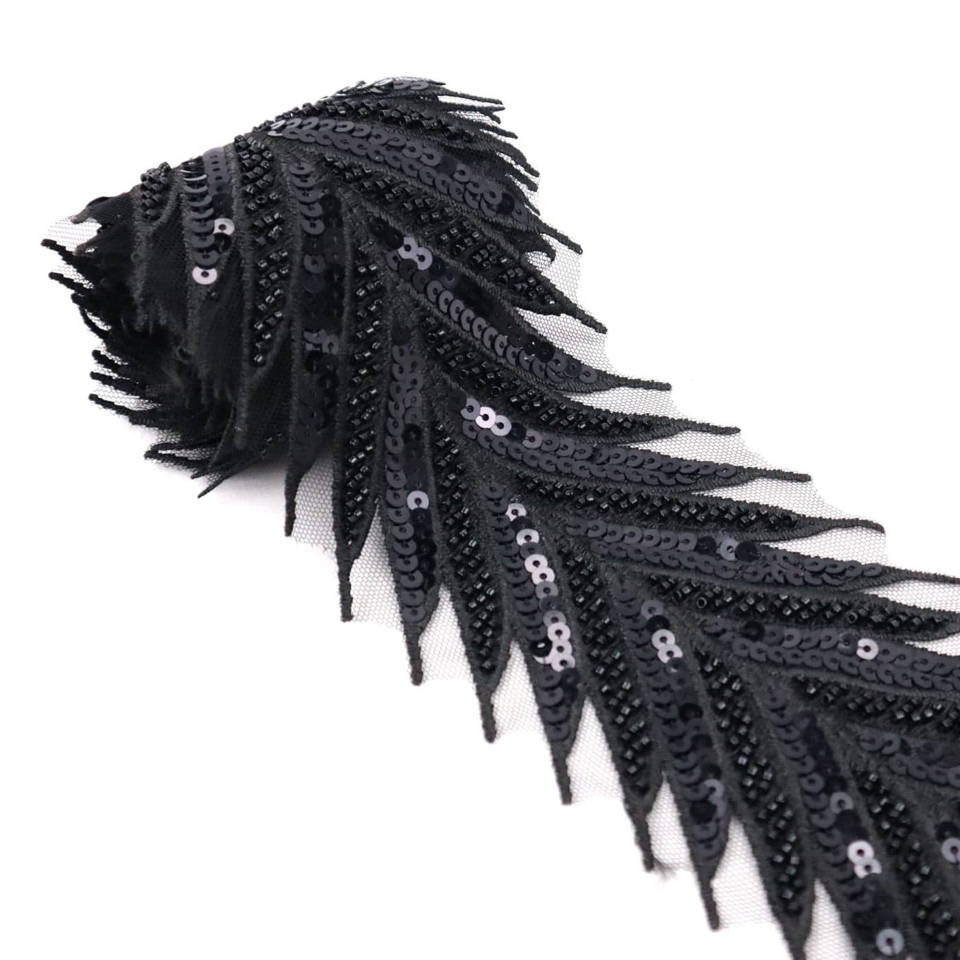 Beaded Lace Trim Black Lace Ribbon Applique Sequin Lace Mesh Trim Arrow Craft lace for Sewing Clothing Decorating