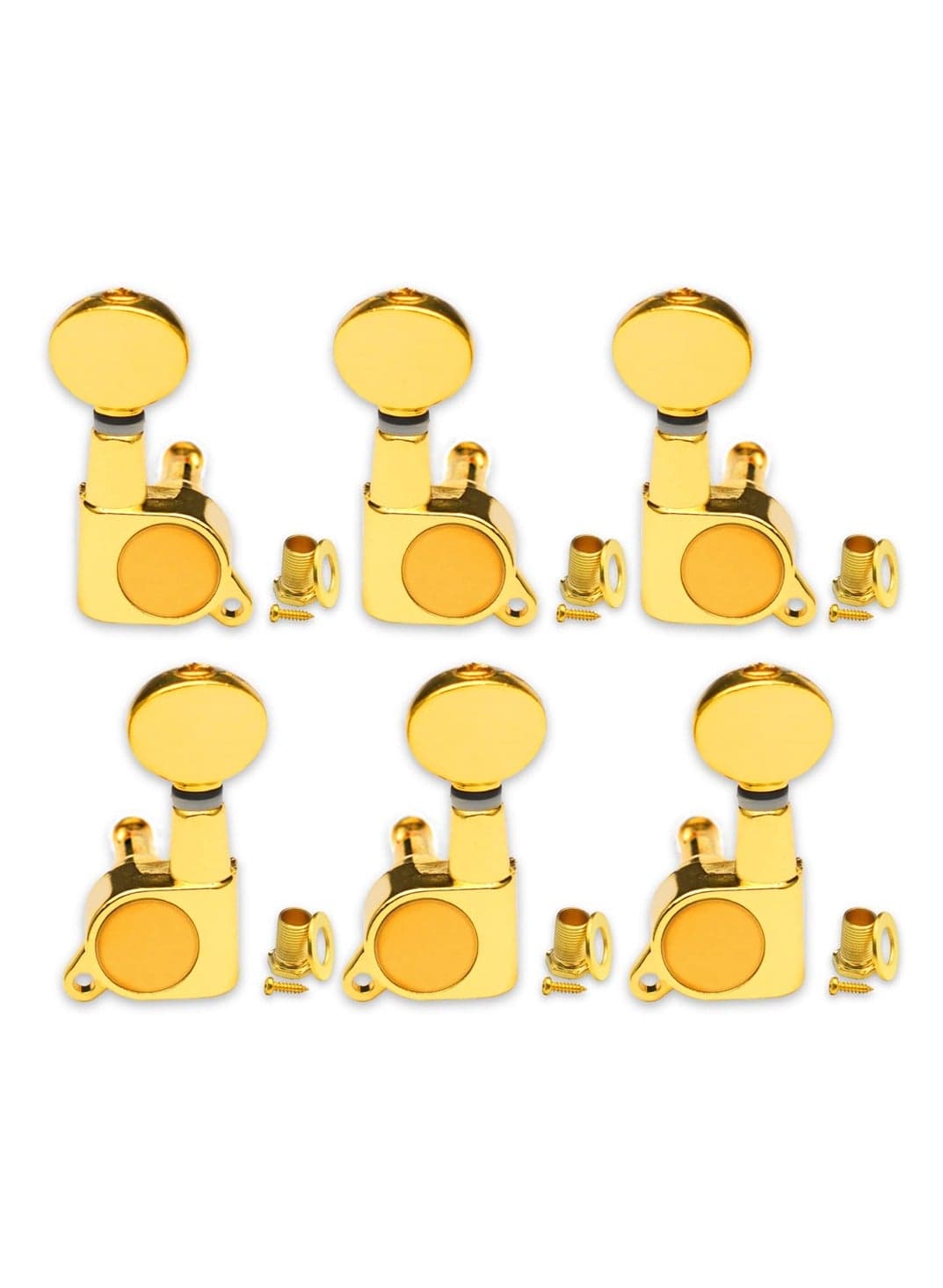 , Guitar Tuner Pegs, 6 Pieces 3R3L Small Oval Concave Button Sealed-gear String Tuners Tuning Pegs Key Machine Heads for Acoustic Electric Guitar