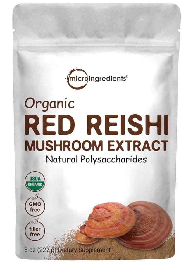 Sustainably US Grown, Organic Reishi Mushroom Powder, 8 Ounce, Pure Reishi Supplement 100:1 Extract, Retains Active Polysaccharides, Supports Longevity, Immune System & Antioxidant