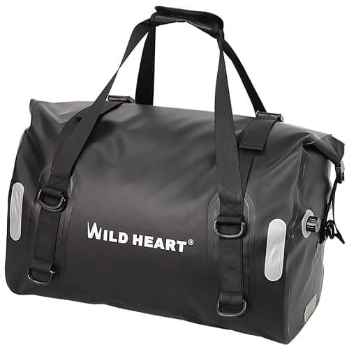 WILD HEART Waterproof Bag 55L 66L 77L Motorcycle Dry Duffel Bag for TravelMotorcycling CyclingHikingCamping 55L Black