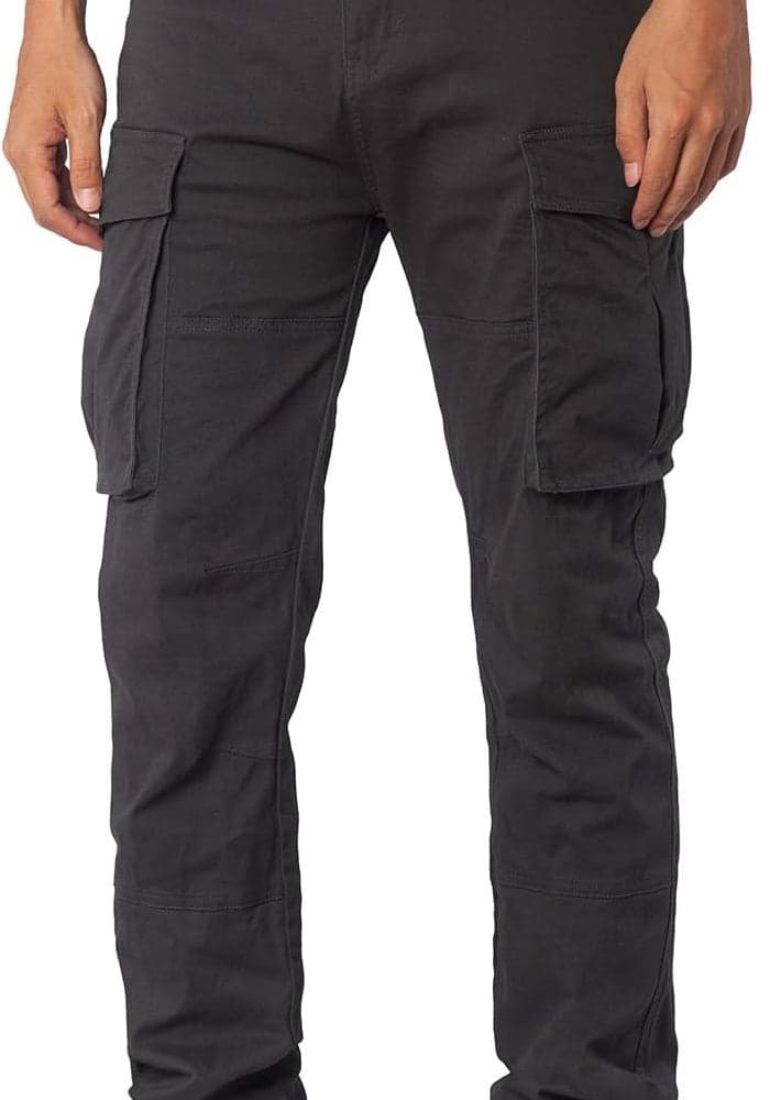 ITALYMORN Men's Slim Fit Cargo Pants with Pockets - Dark Grey, Size 34