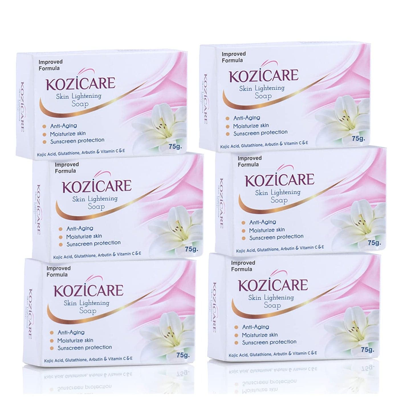 Kozicare Kojic Acid Soap Glutathione Soap Bathing Soaps Bath Soap for Men Women Body Tan Removal Soap Remove Dark Spots Hyperpigmentation For Glowing Skin Soaps for Bath Pack of 6
