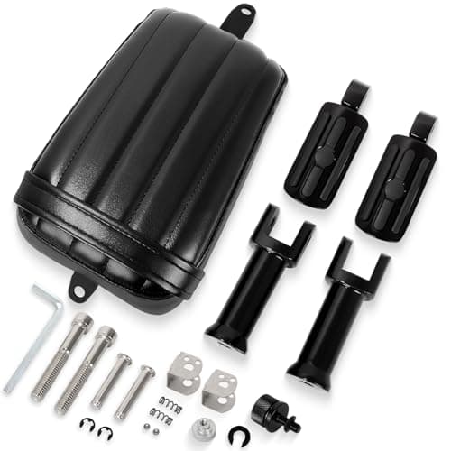 WOWTK Rear Passenger Pillion Seat with Passenger Footpeg Kit fits for Harley Softail 2018-2025 Street Bob FXBB 18-later FXBB, FXST and '21-later FXBBS models