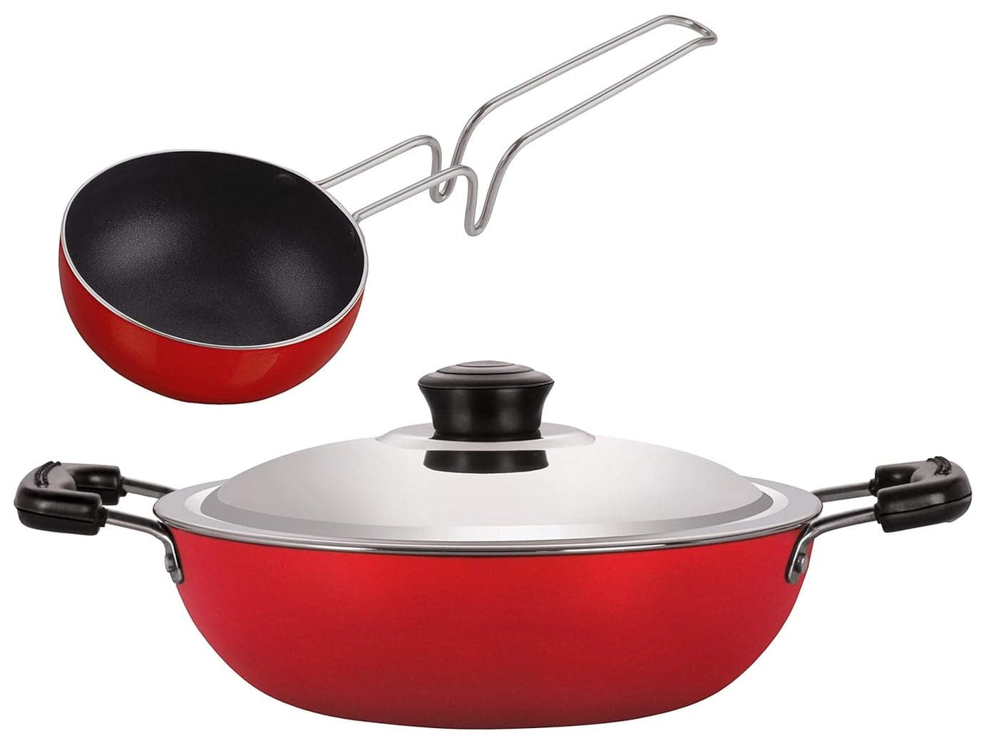 NIRLON Nonstick 3 Layer Non-Stick Combo cookware Set Vagharia -11cm & Kadhai Big 1.8 Litre
