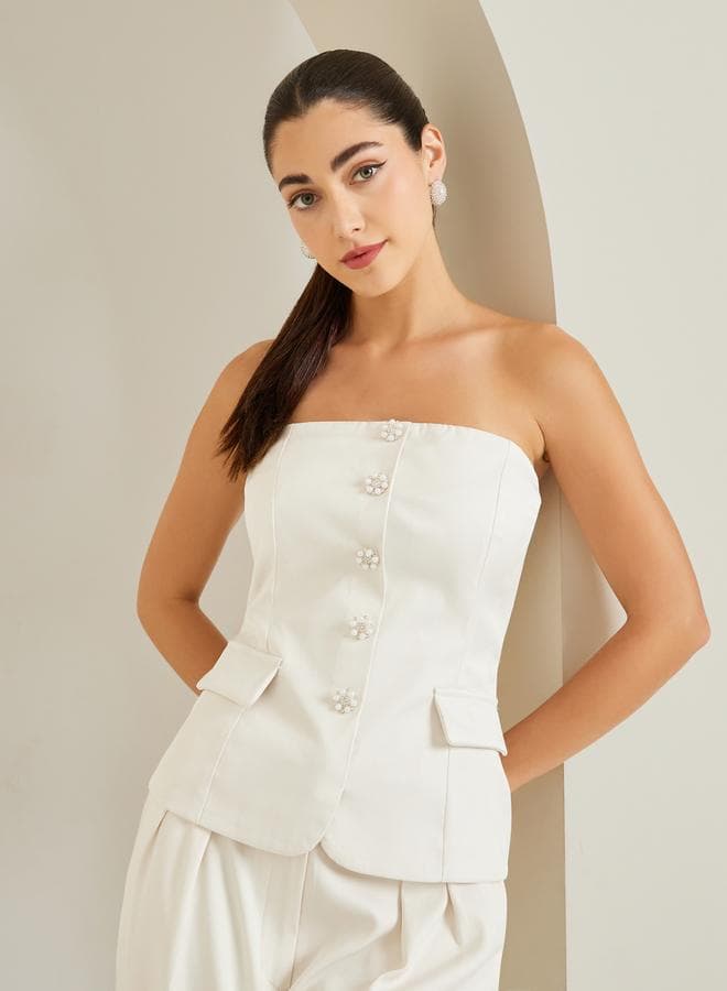 Off-White Sleeveless Buttoned Waistcoat — M