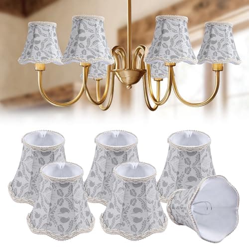 Fuloon Chandelier Lamp Shades, Clip on Small Sconce Lampshades, Suit for Candelabra Bulbs in Modern/European/French Country/Farmhouse Decoration, 3.14x5.51x4.72 in(6 Pack, Branch Bird)