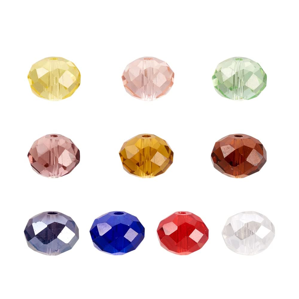 Craftdady 144Pcs 12mm Faceted Briollete Rondelle Glass Beads Crystal Spacer Loose Spacers Random Mixed Colors for Jewelry Making Hole 1218mm