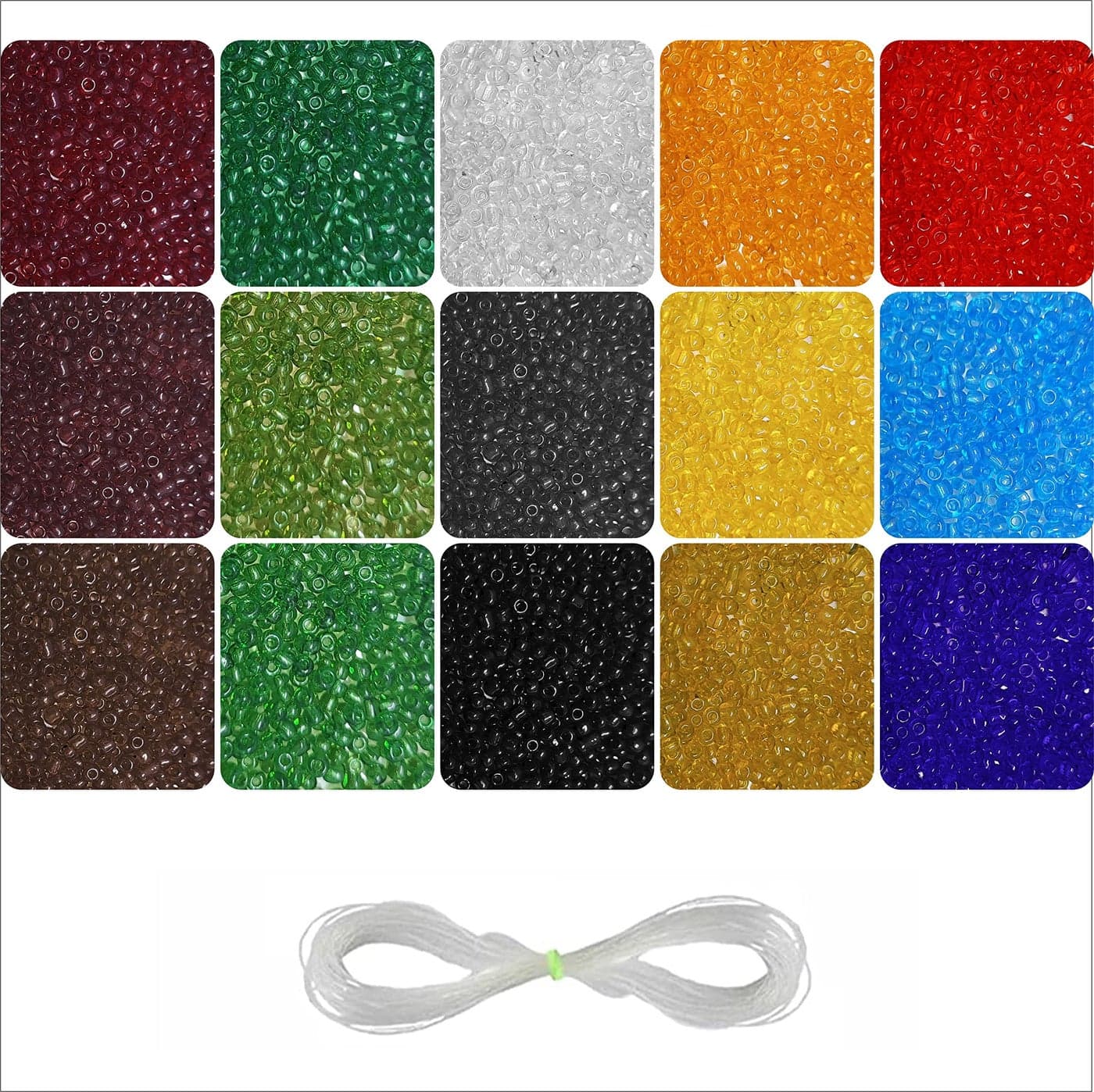 INDIKONB Glass Transparent Seed Beads 8/0 3 mm for Jewellery Making Material for Earring, Necklace, Bracelet Jewelry Making Set for Girls and Women