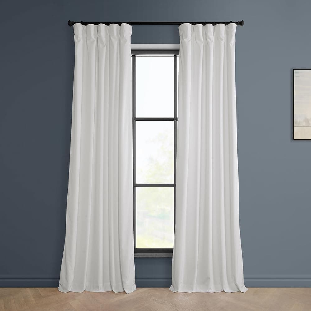 HPD Half Price Drapes Heritage Plush Velvet Curtains 84 Inches Long Room Darkening Curtains for Bedroom Living Room 50W x 84L 1 Panel Pillow White