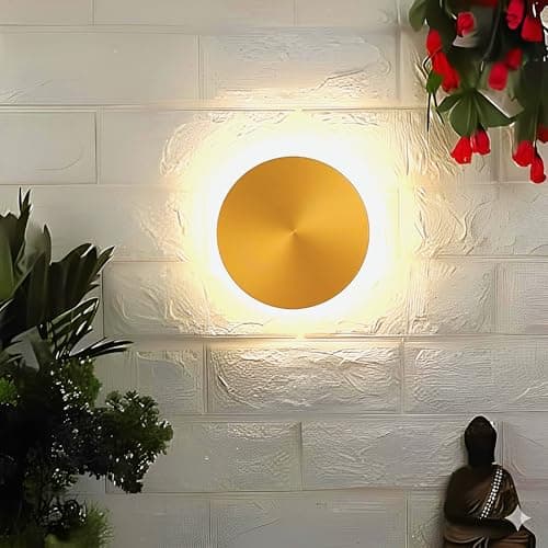 FILLISKA Aluminium 12 Watt Indoor/Outdoor Luxurious Moon Wall Lamp (12 Watt Gold Moon)(2 Year Warranty)