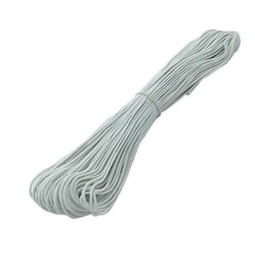 Aakriti 2mm Crafts Elastic Cord Stretchy String for Loop Button, Tagging, Wedding Card and Gift Wrapping, Bracelets, Necklaces, Beading and Masks Making (WHITE-ELASTIC-2MM-40 Meter)