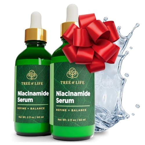 Tree of Life Beauty Niacinamide Vitamin B3 Serum Hydrating Face Oil for Dark and Age Spots Tightens Pores Facial Serums for Sensitive Skin with Hyaluronic Acid and Vitamin E 2 Fl Oz Pack of 2