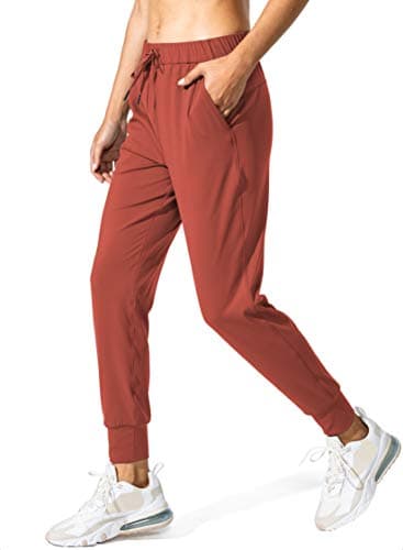 SANTINY Women's Joggers Pants Pockets Drawstring Running Sweatpants for Women Lounge Workout Jogging(Savannah Red_L)