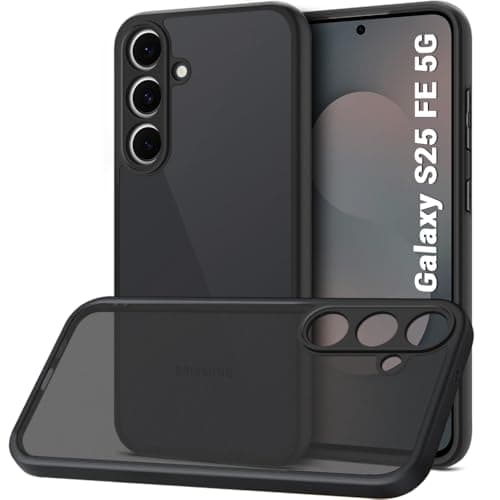 TheGiftKart Hybrid Shockproof Back Cover Case for Samsung Galaxy S25 FE 5G | Hard Back Cover Case for Samsung Galaxy S25 FE 5G (PC & TPU, Translucent Smoke Matte Back, Black Sides)