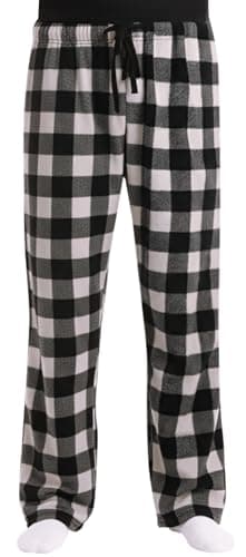 #FollowMe 45902-1B-XL Polar Fleece Pajama Pants for Men/Sleepwear/PJs, White Buffalo Plaid, X-Large