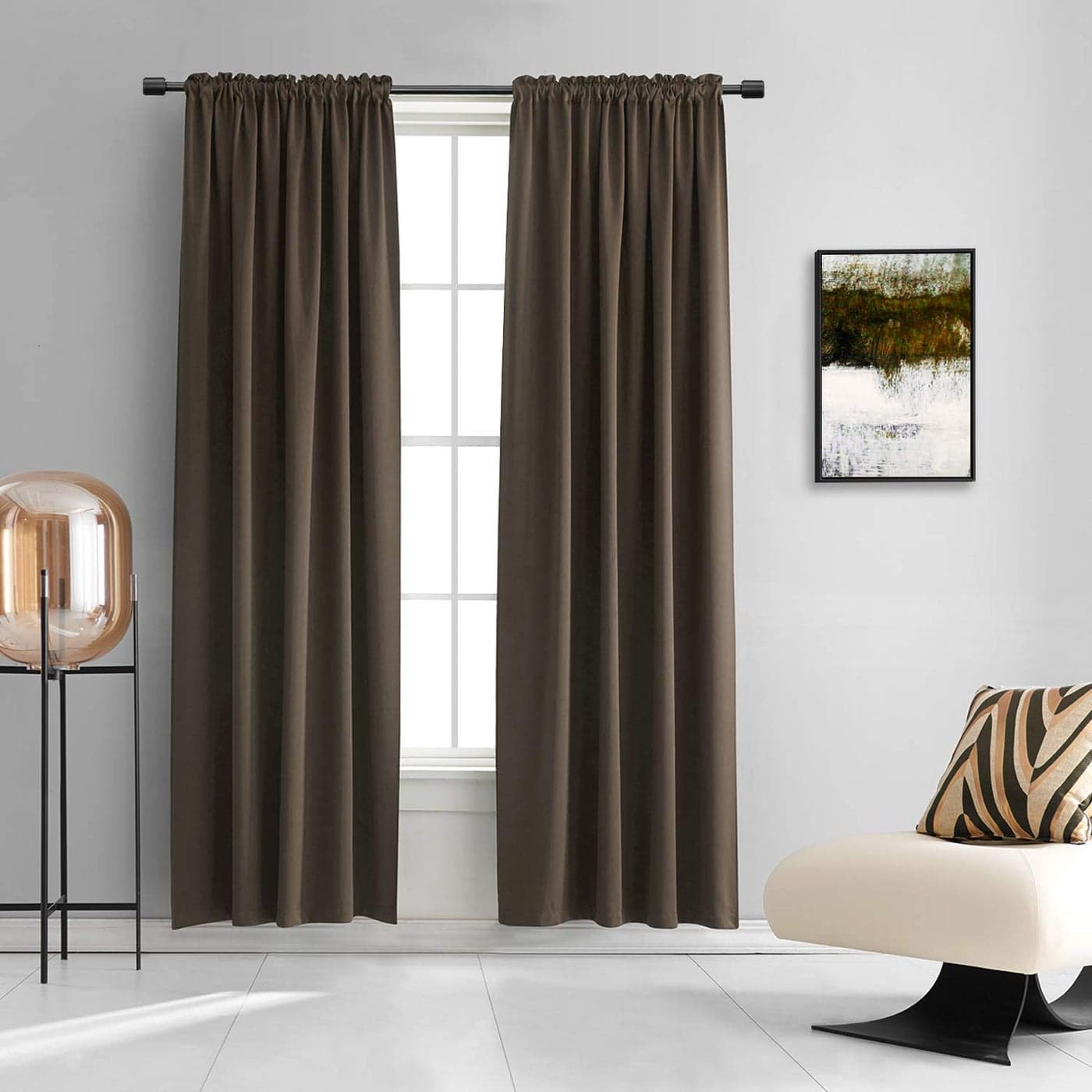 2 Panels 84 inch Length Chocolate Brown Blackout Curtain Panels for Bedroom Rod Pocket Room Darkening Thermal Insulated Drapes Curtains for Living Room 42 x 84 Inches Long