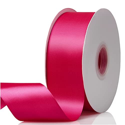 2 x 50 Yards Rose Red Double Faced Satin RibbonSolid Color High Density Fabric Ribbon RollsGreat for Gift WrappingSewingCraftsDIY Bows and ChristmasWeddingParty Decoration