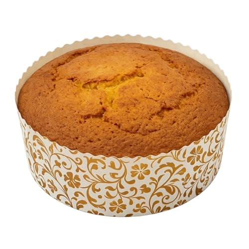 Esslly 6" Elegant Bake & Serve Paper Disposable Cake Mould Set, Gold Floret Design, 500g Capacity, Greaseproof & Heat-Resistant, Perfect for Cakes & Tarts (Pack of 15)