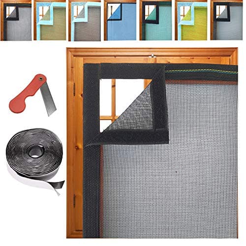 UR LITTLE SHOP Stitched Fiberglass Mosquito Net for Windows 1 Year Guarantee 4/3 Feet ( 120/90 Cm ) 47/35 Inch with Self Adhesive Hook_Black Color
