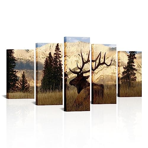 VVOVV Wall Decor - Deer In Autumn Forest Painting Giclee Prints Wildlife Pictures Animal Elk Poster Canvas Art Wall Decor Modern Framed Artwork